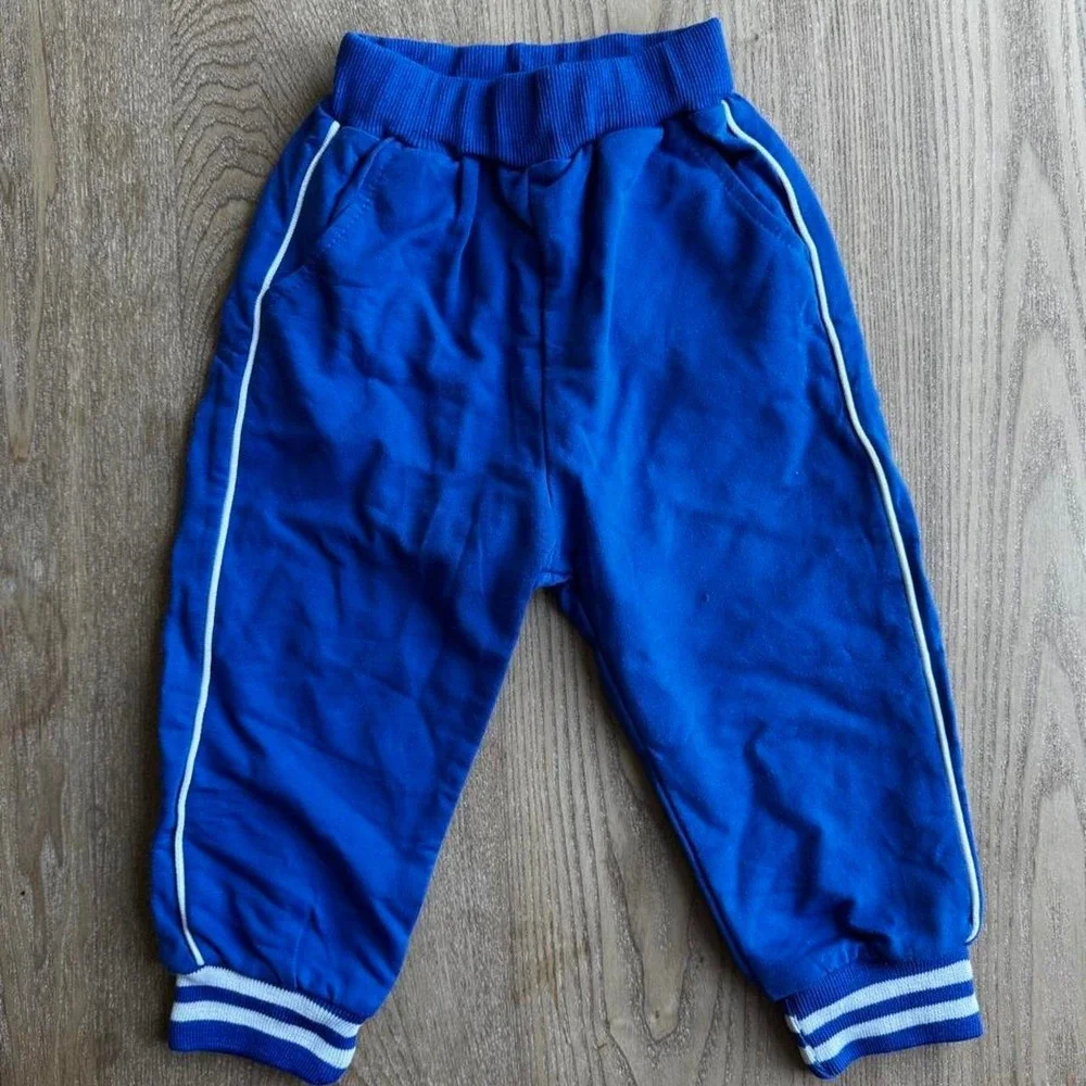 Blue Varsity Jacket Tracksuit 2 Piece Set Handsome Cool Boy Kids Size 1-2Y